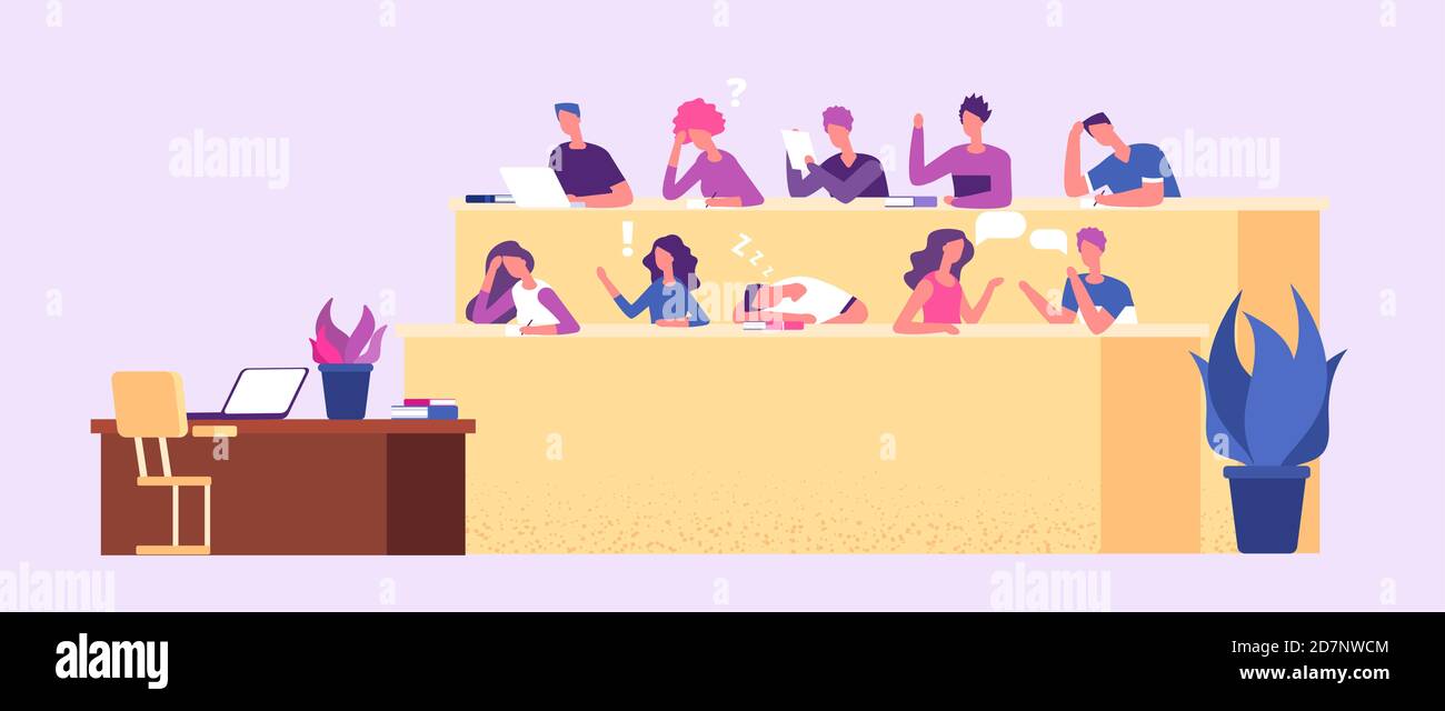 Lecture hall. Students have break. Education vector concept