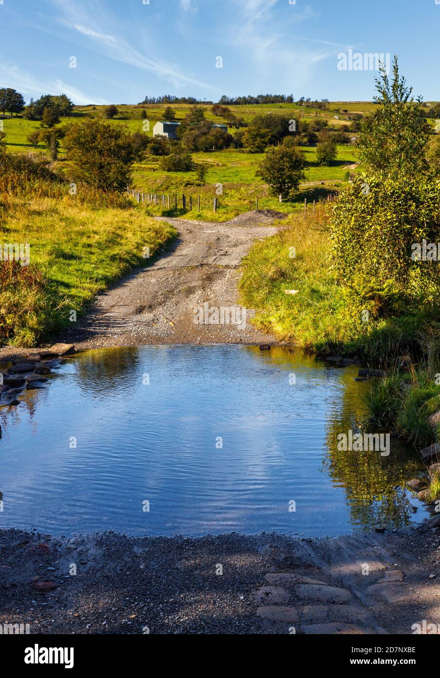 Ford across Hull Mill Lane at Delph, Saddleworth, Greater Manchester