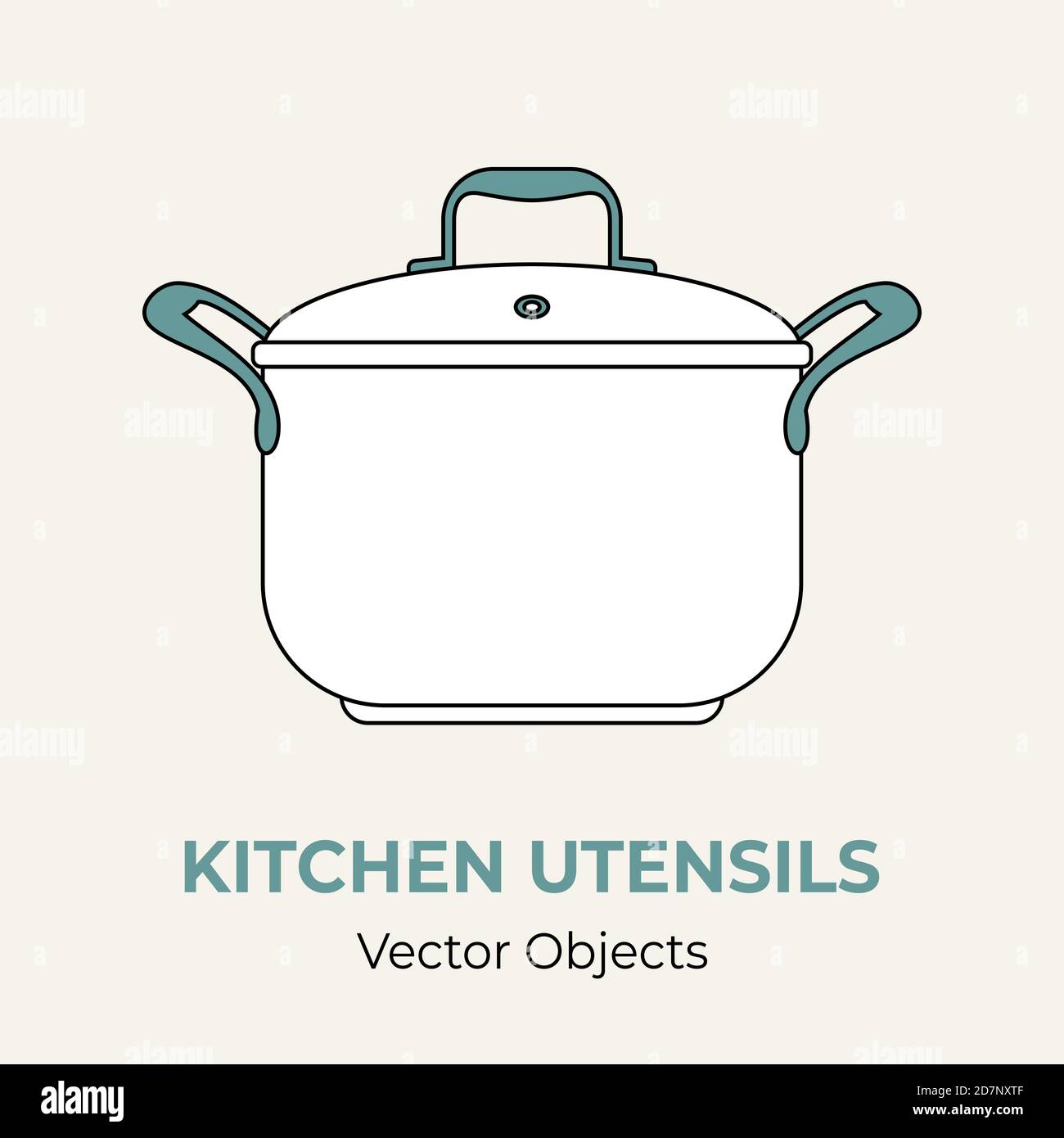 Stock pot pan soups stews sauces cookware simple form vector