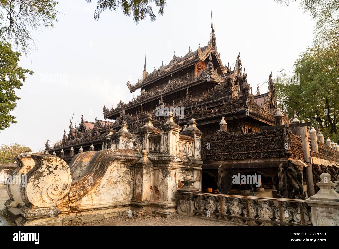 Wooden Shwenandaw Monastery, Mandalay, Myanmar Stock Photo