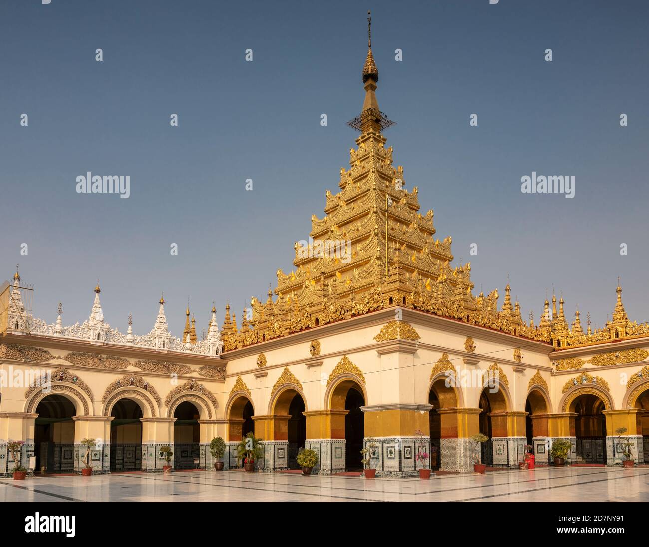 Golden Stupa of the Mahamuni Pagoda, Mandalay, Myanmar Stock Photo