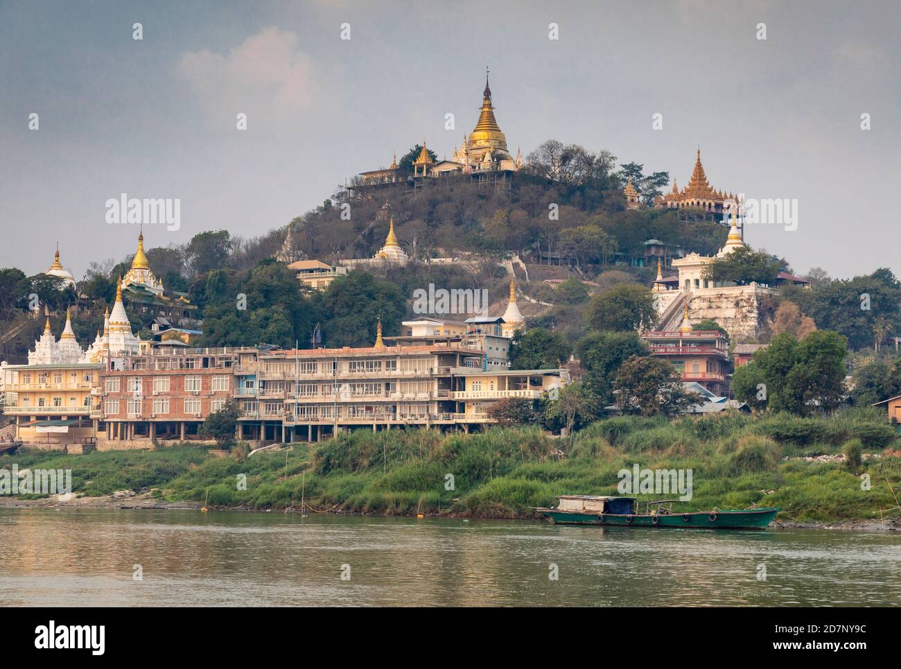 Ancient city of Sagaing at the Irrawaddy river, Myanmar Stock Photo