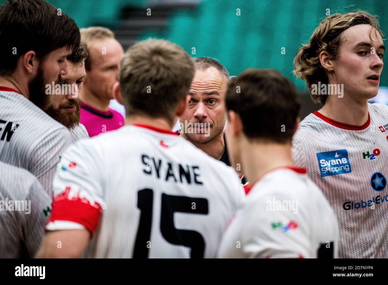 Kolding, Denmark. 23rd, October 2020. Head coach Andreas Toudahl of KIF Kolding Handball seen in the Danish Men’s Handball League match between KIF Kolding and Skjern Handball at Sydbank Arena in Kolding. (Photo credit: Gonzales Photo - Lasse Lagoni). Stock Photo