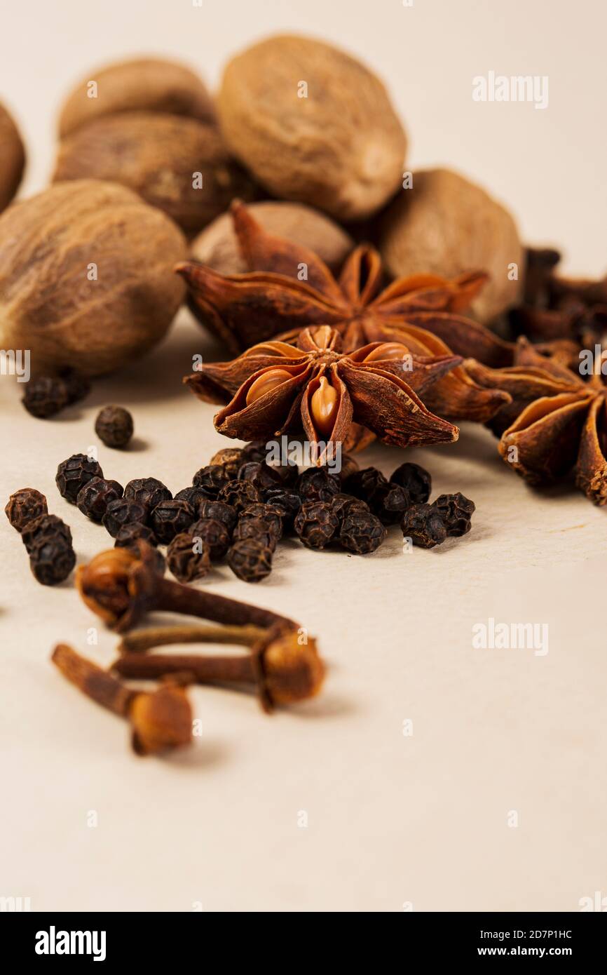 Various aromatic herbs and spices top view 119 Stock Photo
