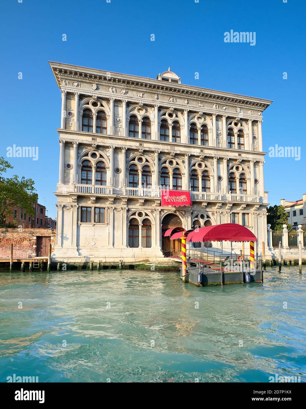 Casino di Venezia, historic building with a pier on Grand Canal on a ...
