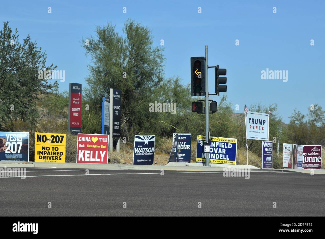 Election Campaign Signs On A Street Corner In Arizona Stock Photo Alamy