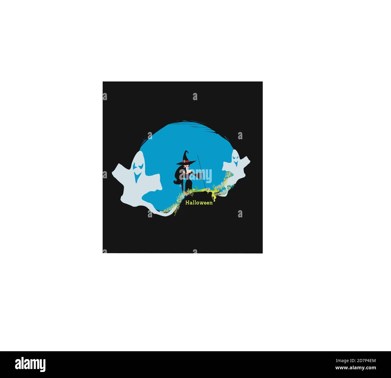 Halloween witch preparing potion card Stock Vector