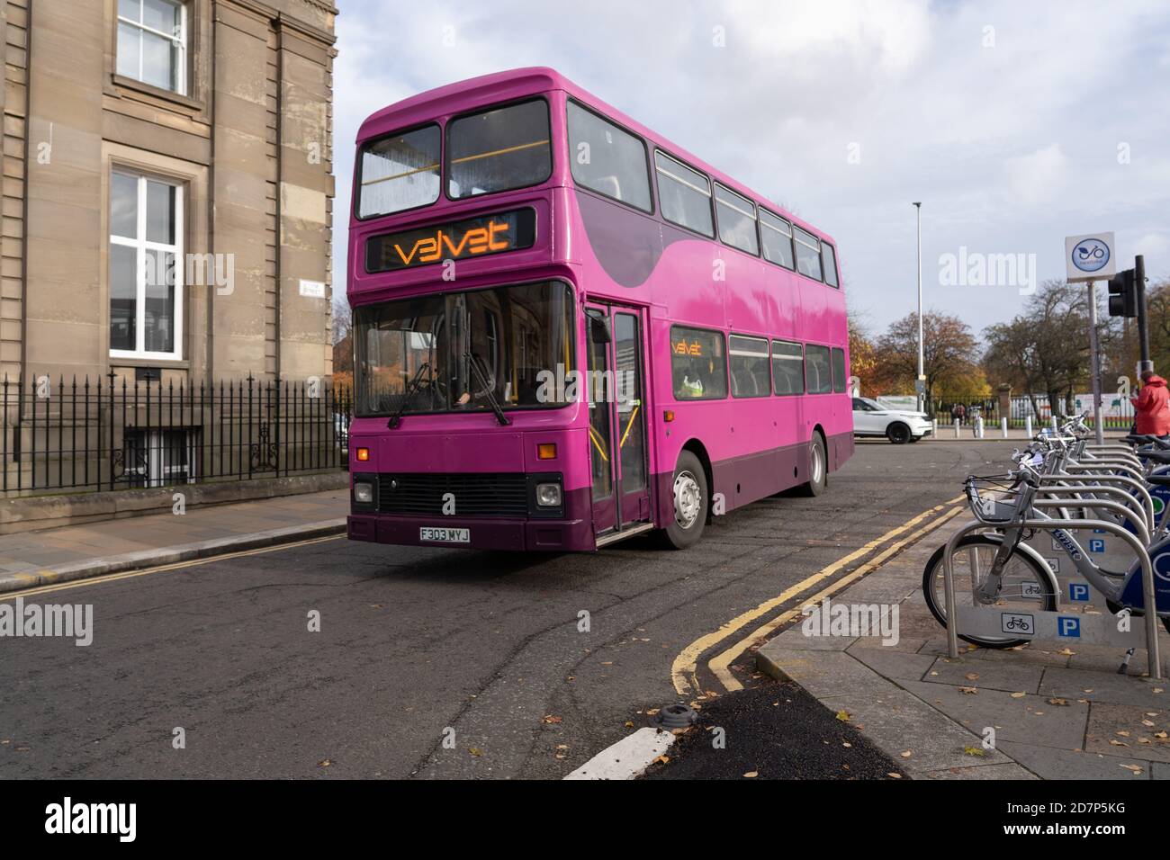 Glasgow, Scotland, UK. 24th Oct, 2020. Glasgow Vintage Vehicle Trust showcase approximately 25 of their vintage buses from their collection as they drive around the streets of Glasgow as part of their 'Centre Circle Day' Credit: Richard Gass/Alamy Live News Stock Photo