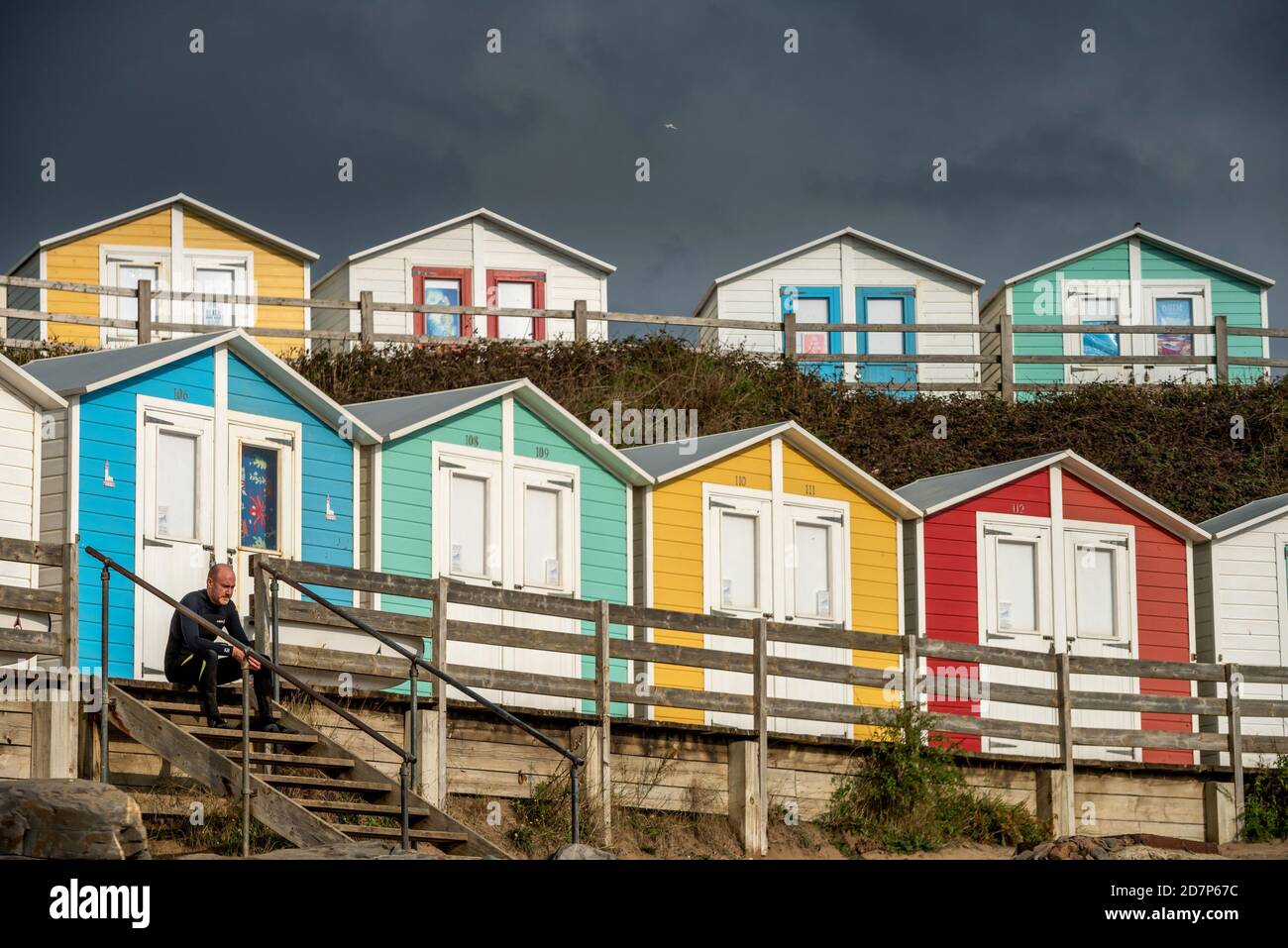Beach huts at Bude, Cornwall Stock Photo Alamy