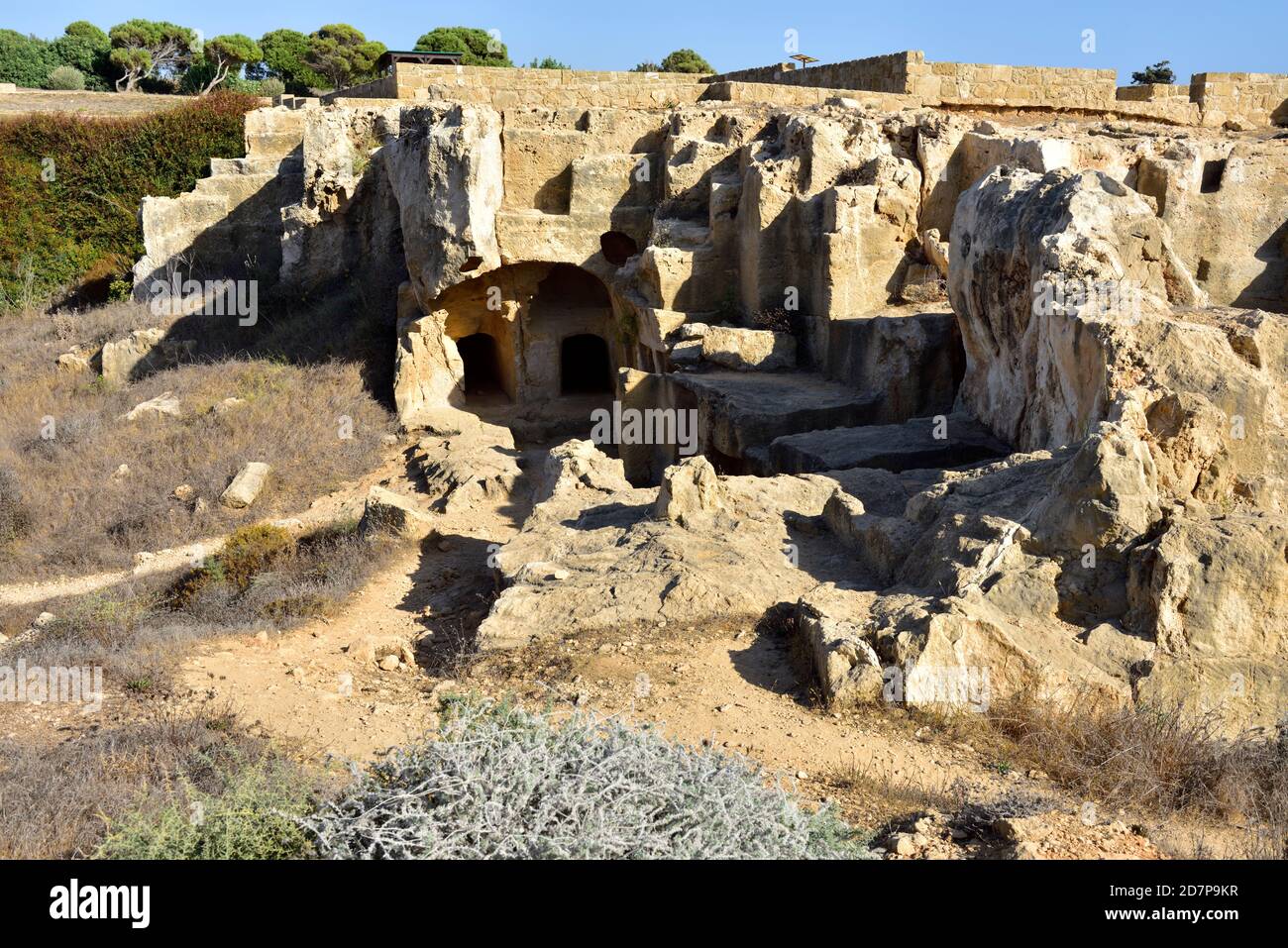 Tombs of the Kings archaeological site and tourist attraction near Kato Paphos, Cyprus Stock