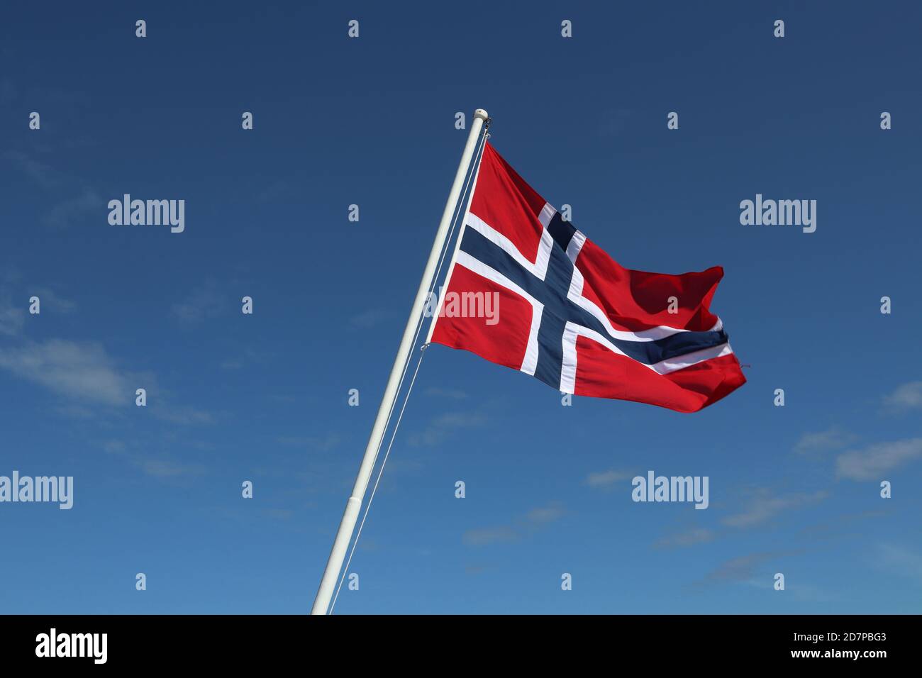 Norwegian flag waving in the wind Stock Photo