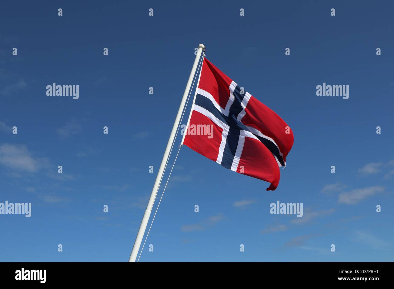 Norwegian flag waving in the wind Stock Photo - Alamy
