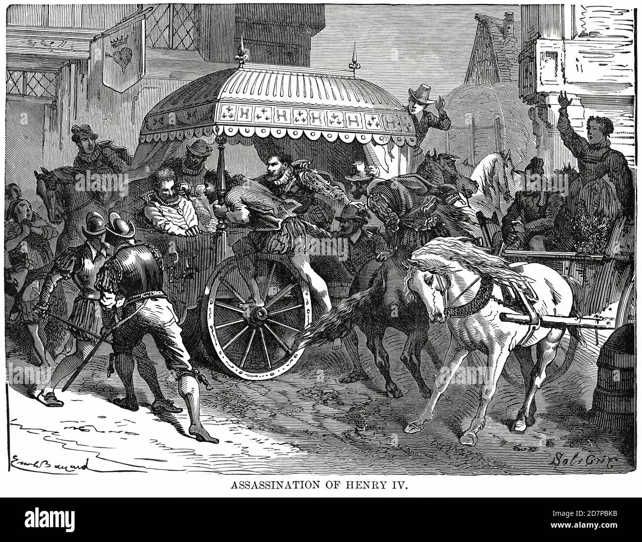 Assassination of Henry IV, Illustration, Ridpath's History of the World, Volume III, by John Clark Ridpath, LL. D., Merrill & Baker Publishers, New York, 1897 Stock Photo