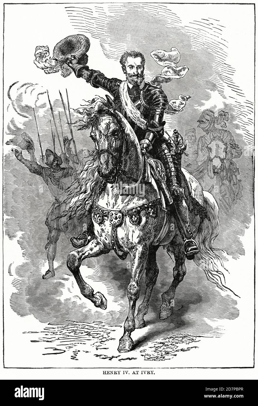 Henry IV, at Ivry, Illustration, Ridpath's History of the World, Volume III, by John Clark Ridpath, LL. D., Merrill & Baker Publishers, New York, 1897 Stock Photo