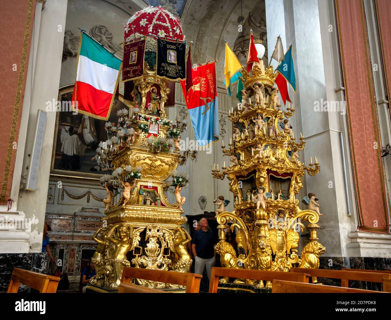 Candelore of st. Agata in Church of St. Francis of Assisi (Chiesa di San Francesco d'Assisi all'Immacolata).  Catania, Sicily, Italy Stock Photo