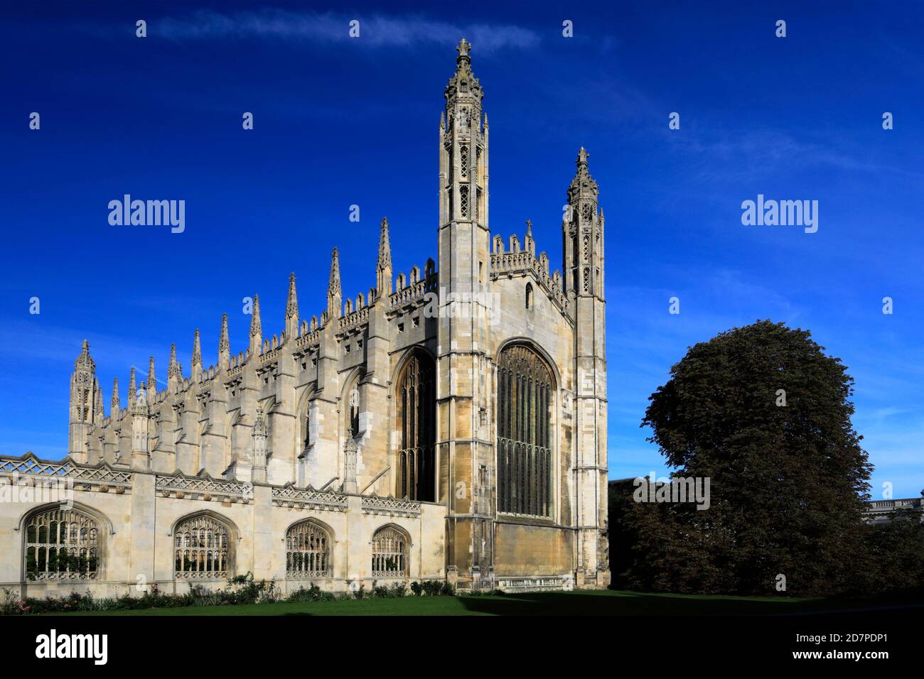 View of Kings College, Kings Parade, Cambridge City, Cambridgeshire, England, UK Stock Photo