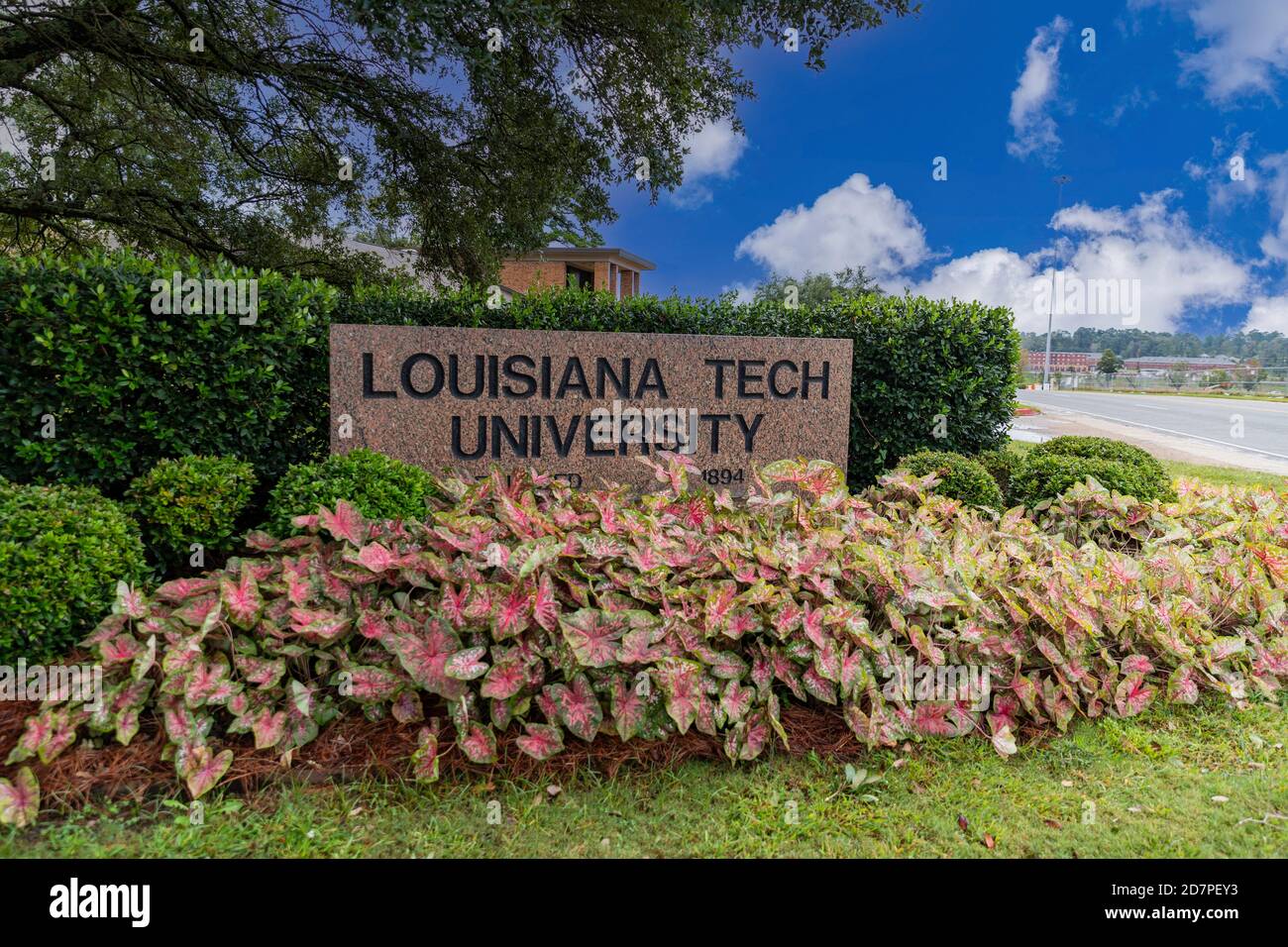 Ruston, LA / USA - October 10, 2020: Louisiana Tech University sign welcoming everyone to campus Stock Photo