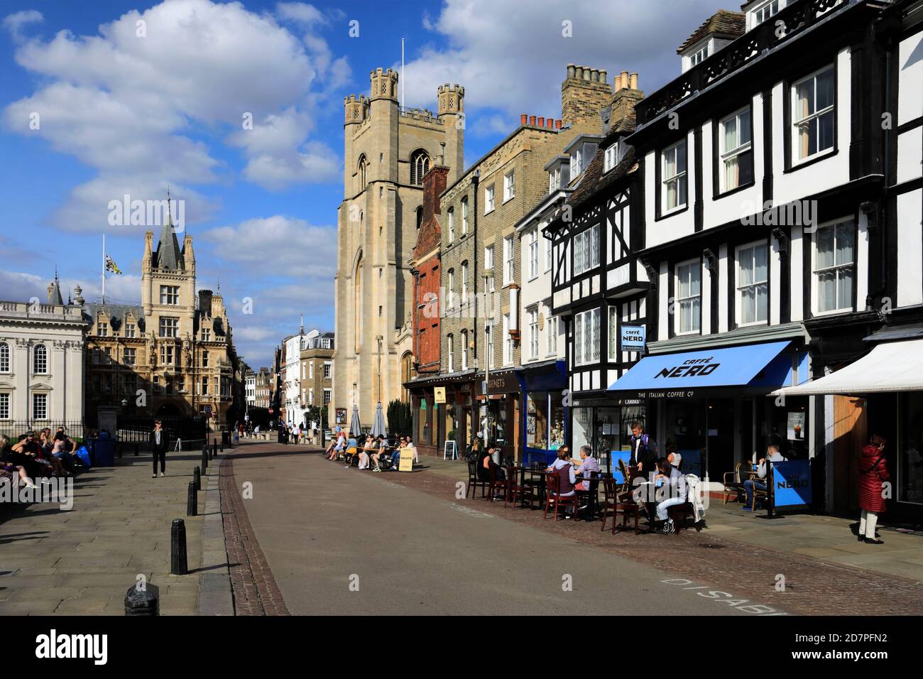 View along Kings Parade, Cambridge City, Cambridgeshire, England, UK Stock Photo
