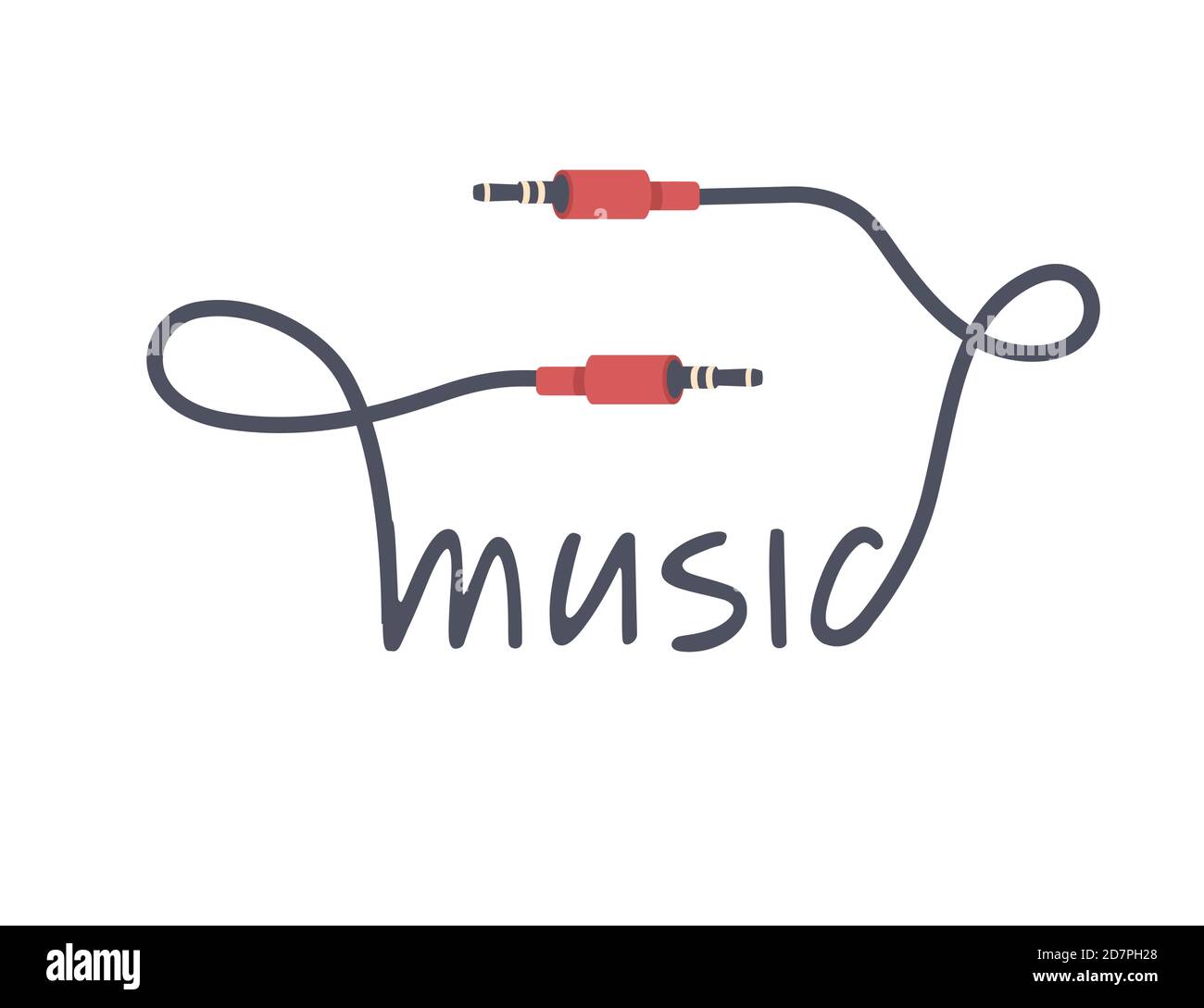 Music label sign with style black and red audio 3.5mm cable jack for
