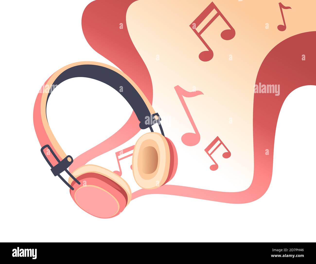 Old retro style professional headphone red color with white leather musical  notes flowing in air flat vector illustration Stock Vector Image & Art -  Alamy
