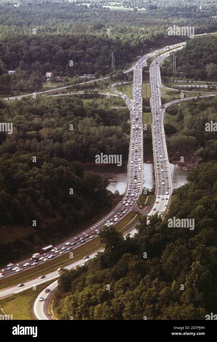 Beltway Bridge over the Potomac River looking north the beltway circles