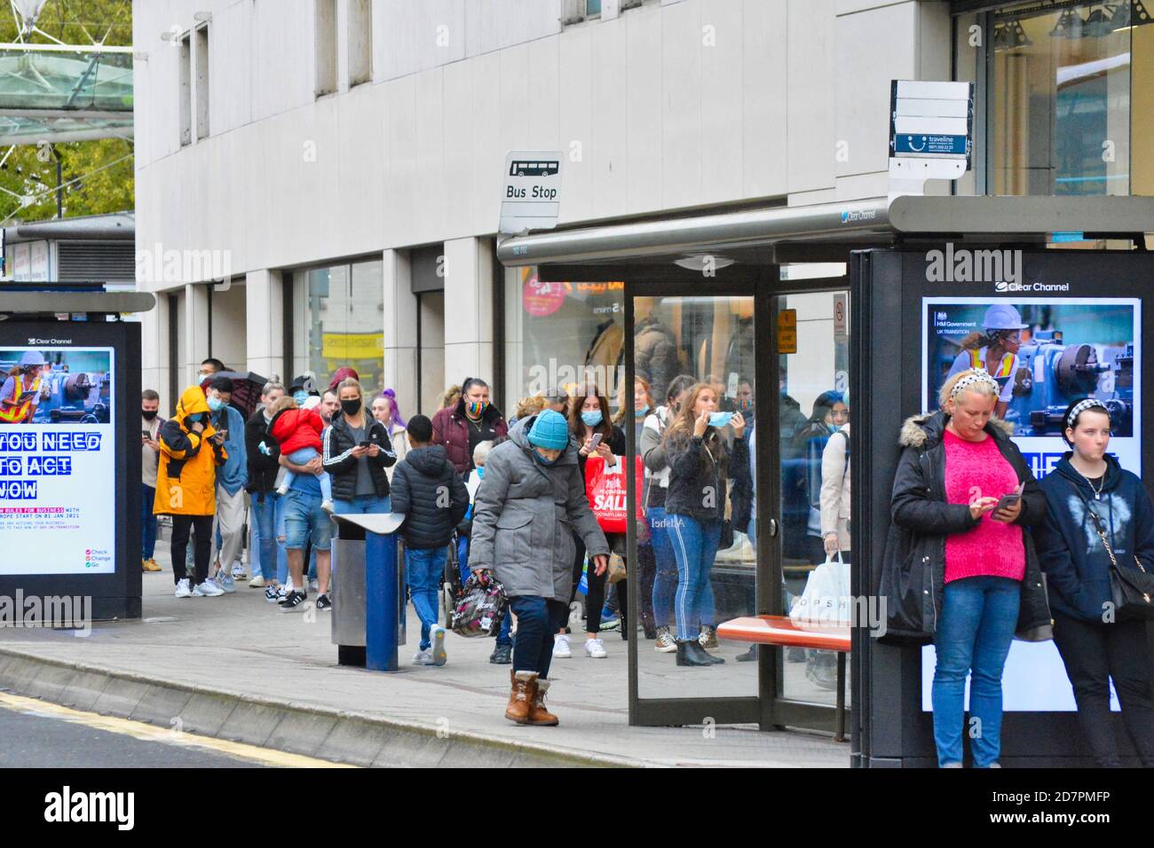 People queuing outside the Primark in Bristol, UK. Stock Photo