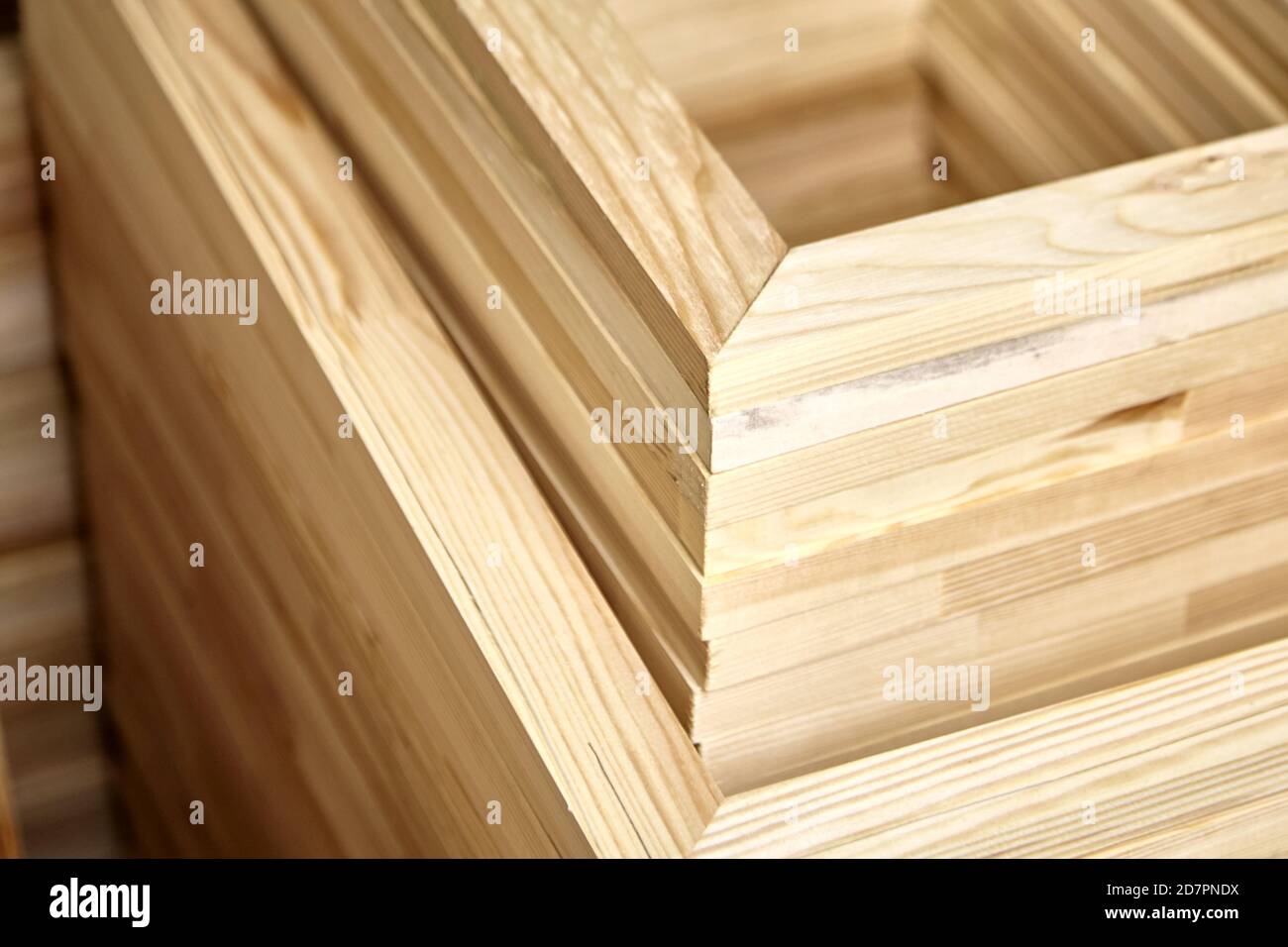 Stretcher bars, stack of wooden frames for canvases. Stacked subframes ...