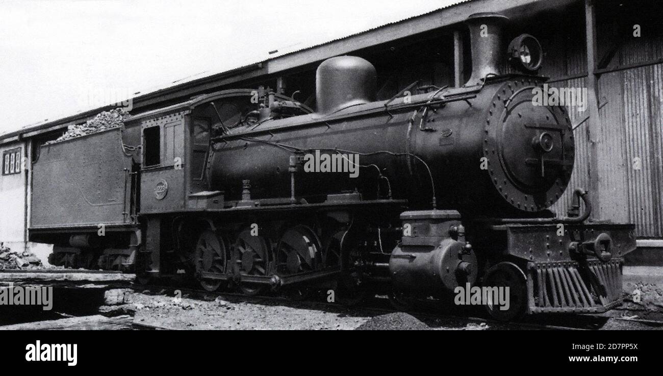 South Africa History:  Ex Cape Government Railways Class 8 no. 788 (4-8-0)South African Railways Class 8D no. 1223 (4-8-0)Builder's Number: Neilson; Reid 6289  Location: Fort Beaufort; Cape Province ca.   1945 Stock Photo