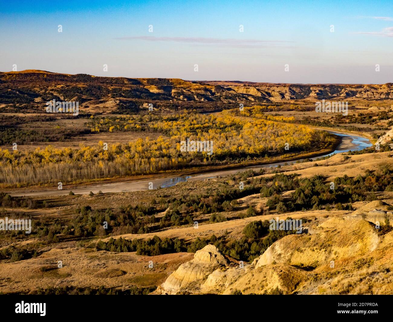 Fall colors along the little missouri river in the Badlands of Theodore