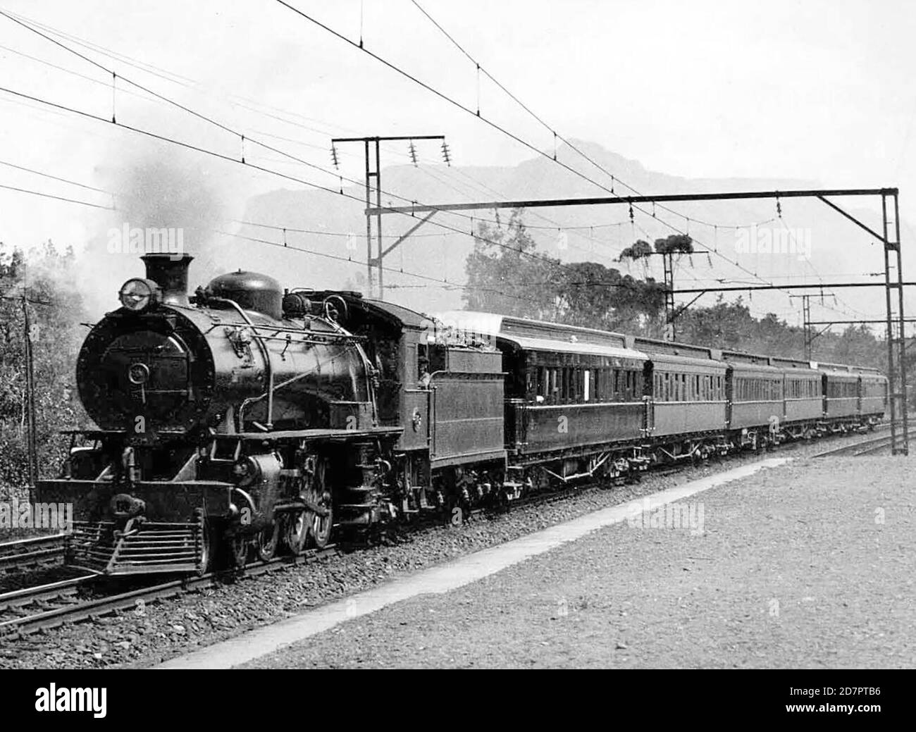 Historical Railroad Photo / Historical Locomotive:  SAR Class 10CR 778 (4-6-2) Ex CSAR 1014 Location: Woltemade No. 4 (Between today’s Thornton and Goodwood stations) ca. 1930 Stock Photo