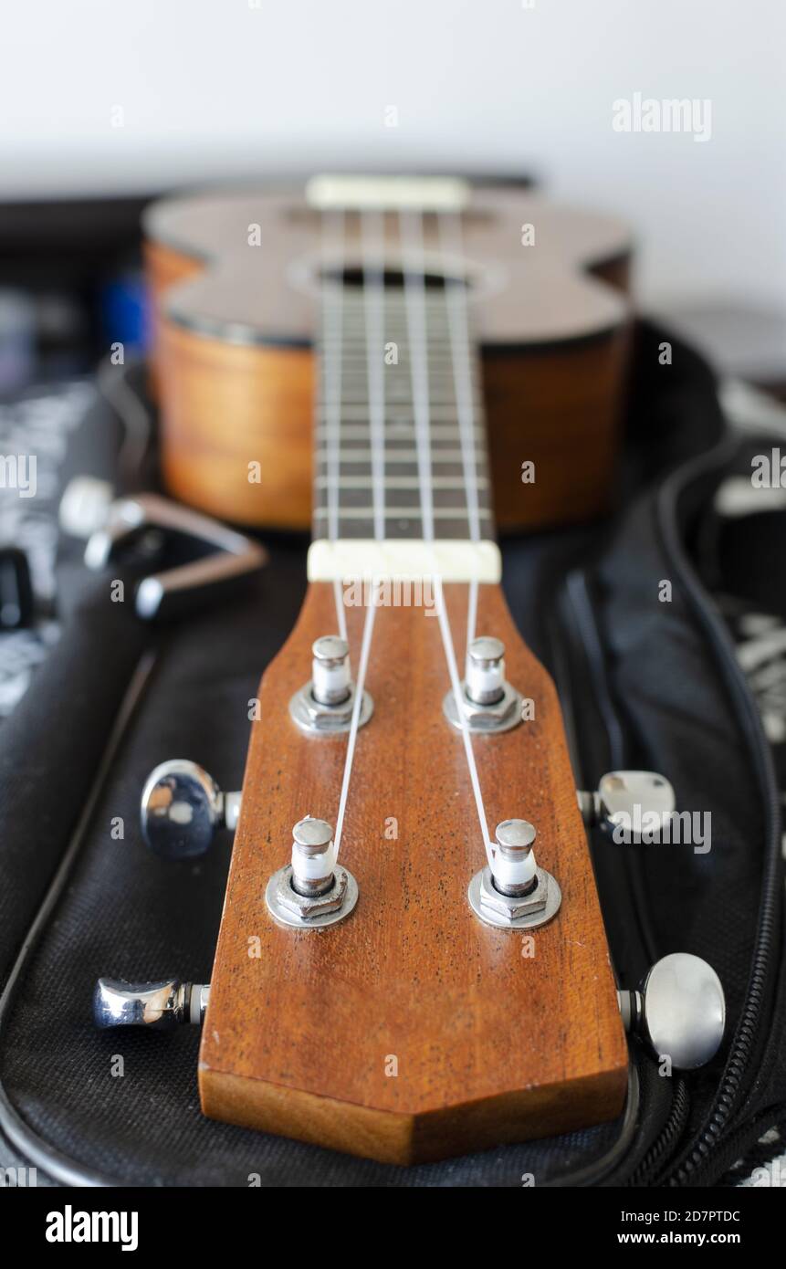 Vertical shot of a classical guitar Stock Photo