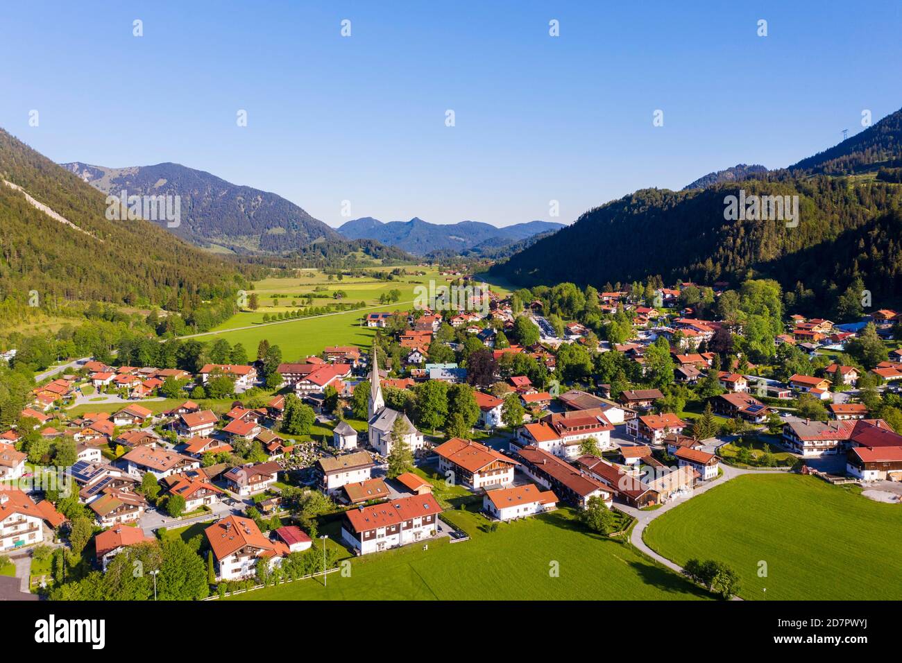 Bayrischzell, Leitzachtal, Mangfall mountains, drone recording, Upper Bavaria, Bavaria, Germany Stock Photo