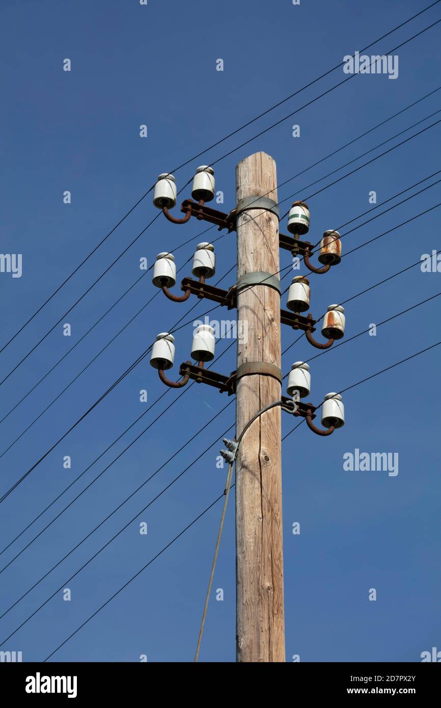 Old Power Pole With Ceramic Insulators Hi-res Stock Photography And 