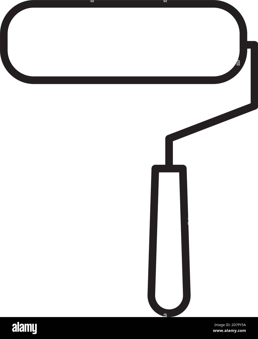 paint roller icon over white background, line style, vector ...