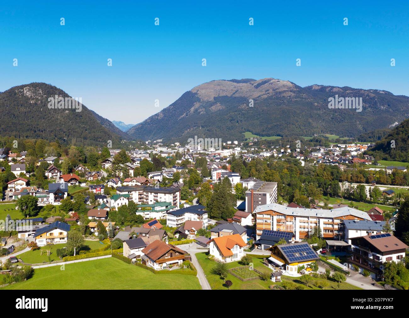 City view of Bad Ischl with Hohem Schrott, Salzkammergut, Upper Austria, Austria Stock Photo