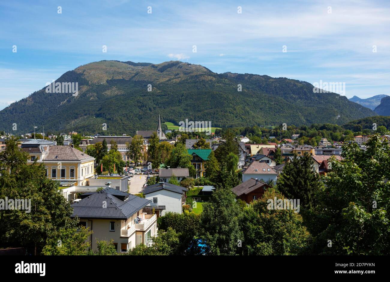 City view with Hohe Schrott, Bad Ischl, Salzkammergut, Upper Austria, Austria Stock Photo