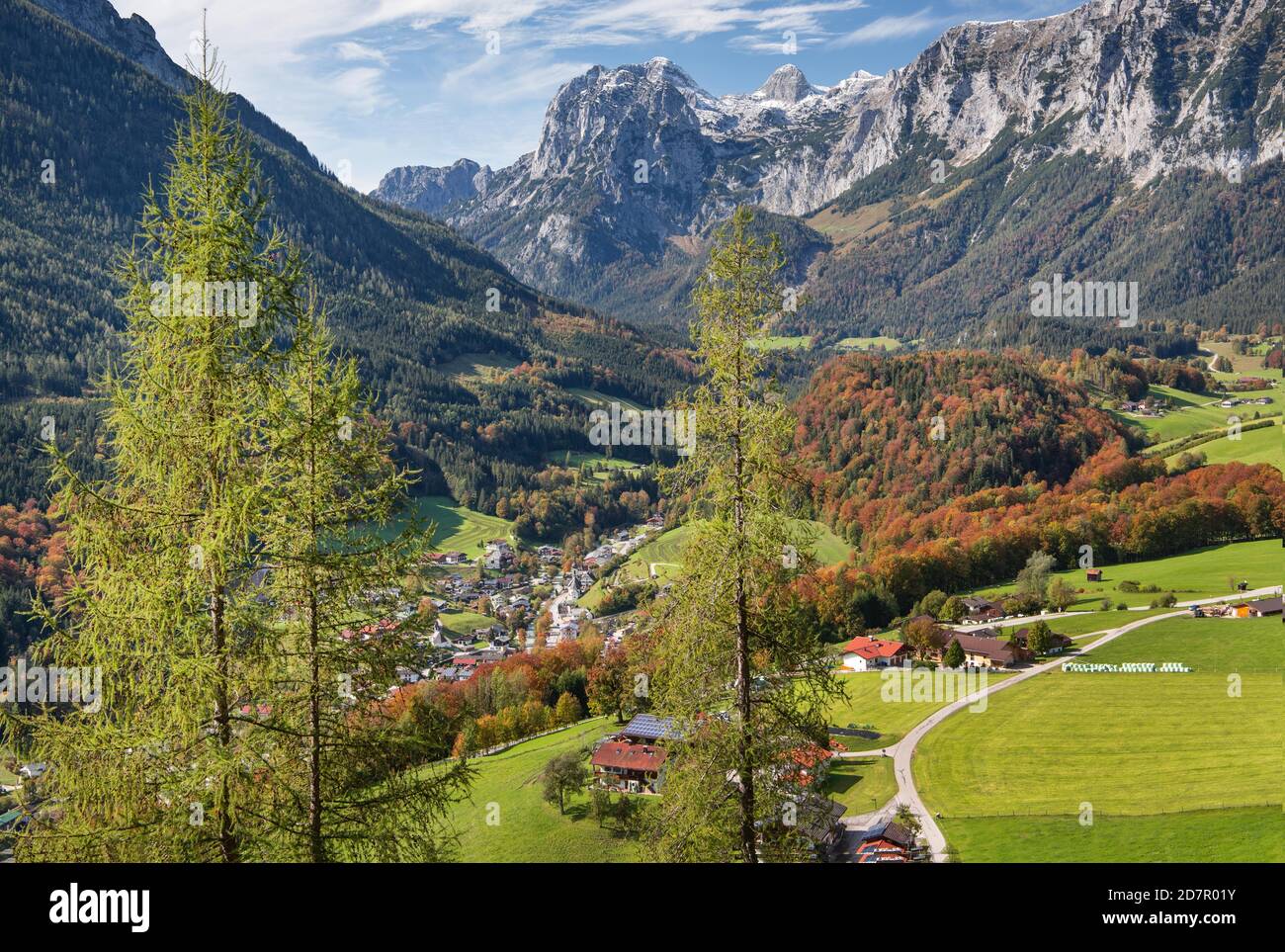 Village overview with Reiteralpe, Ramsau, Berchtesgadener Alps, Berchtesgadener Land, Upper Bavaria, Bavaria, Germany Stock Photo