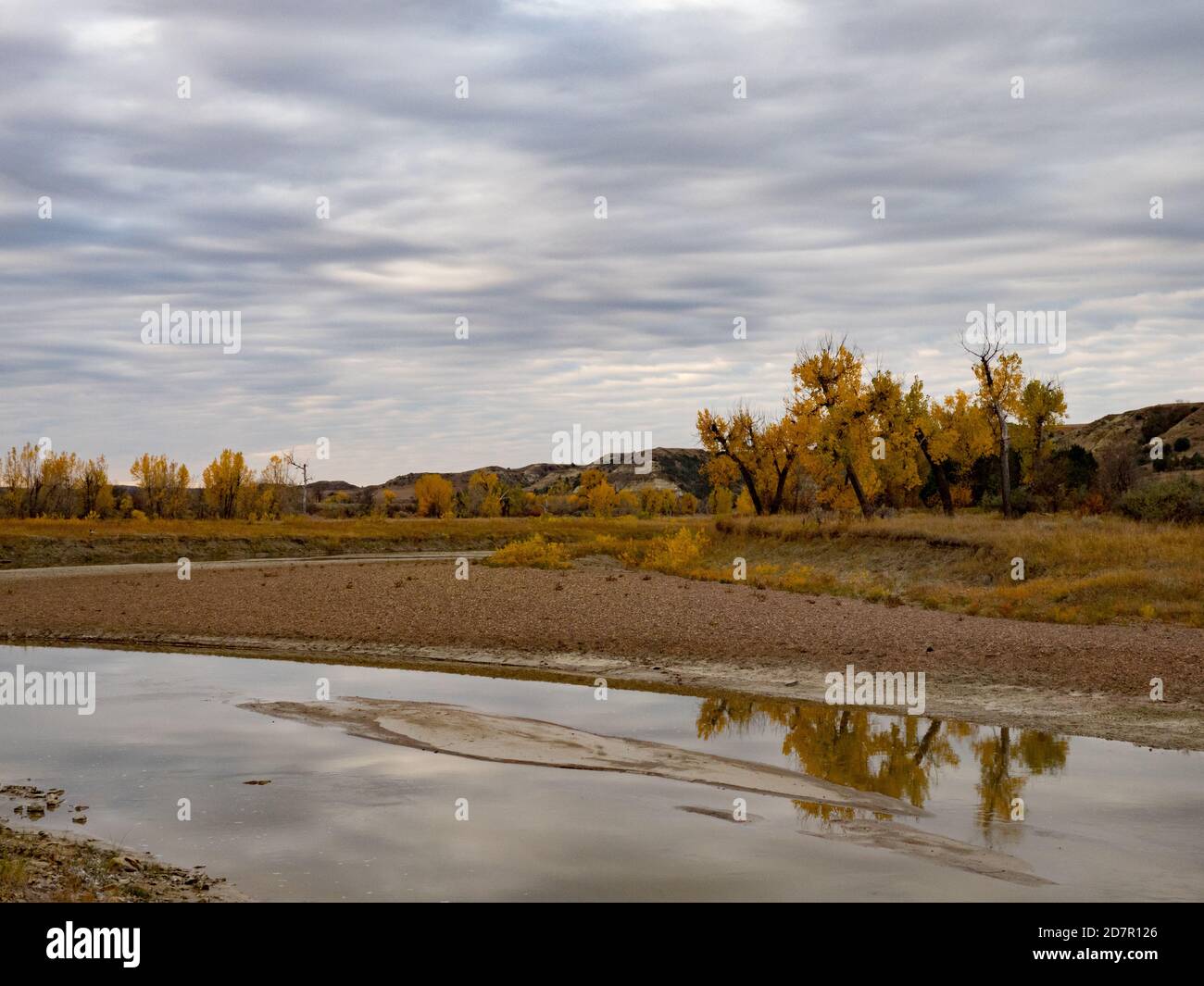Fall colors along the little missouri river in the Badlands of Theodore