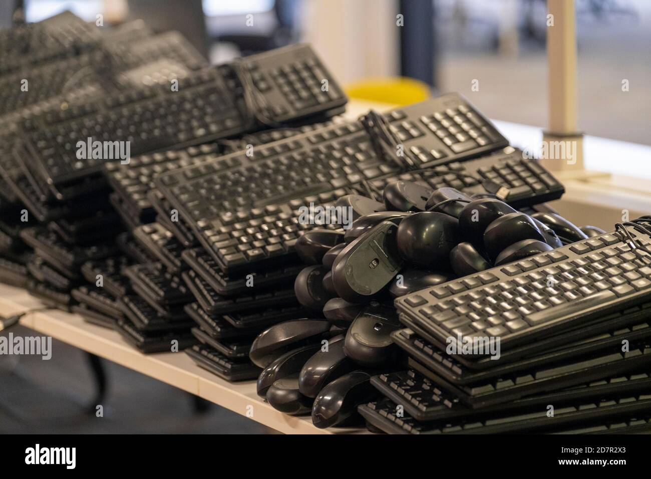 Used keyboards and computer mice Stock Photo Alamy