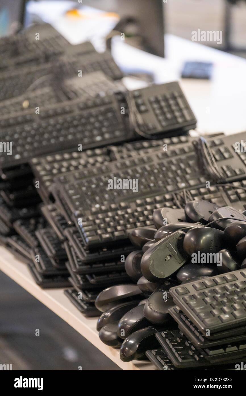 Used keyboards and computer mice Stock Photo Alamy