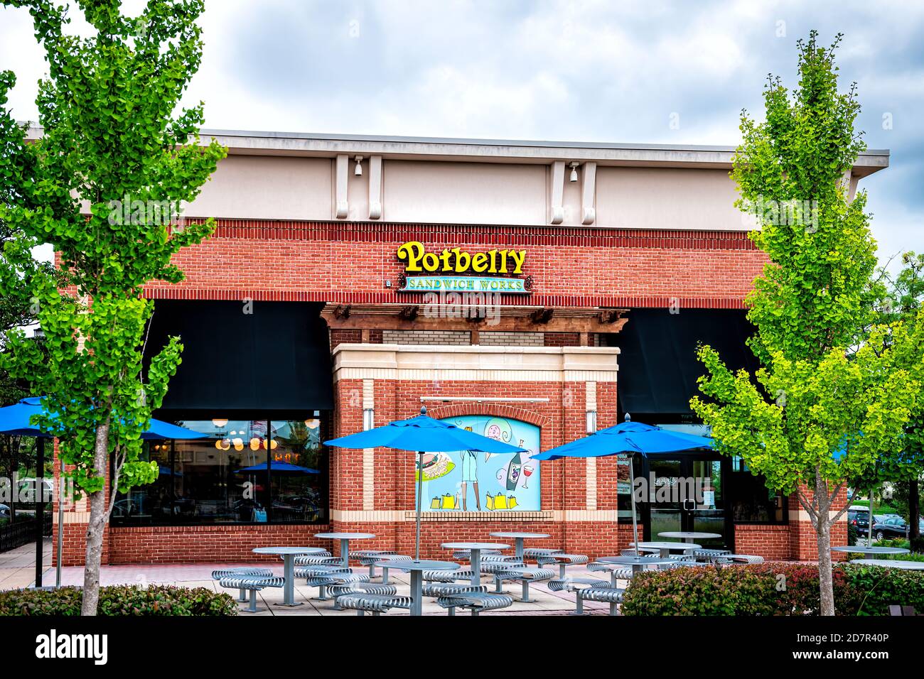 Sterling, USA September 12, 2020 Outside empty seating area of