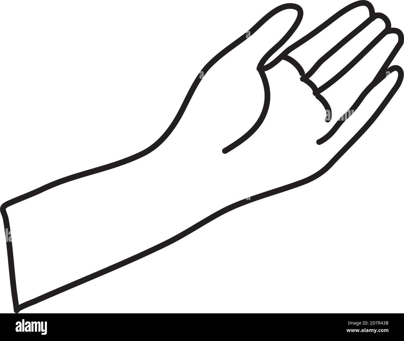icon of open hand over white background, line style, vector ...
