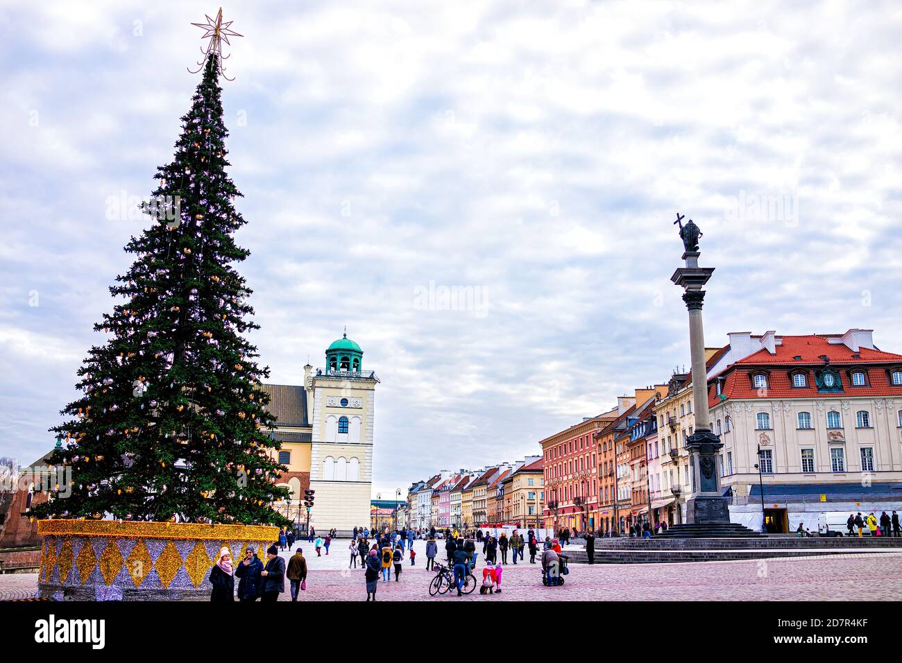 Warsaw Poland December 18 2019 Old Town Warszawa Christmas Tree At 