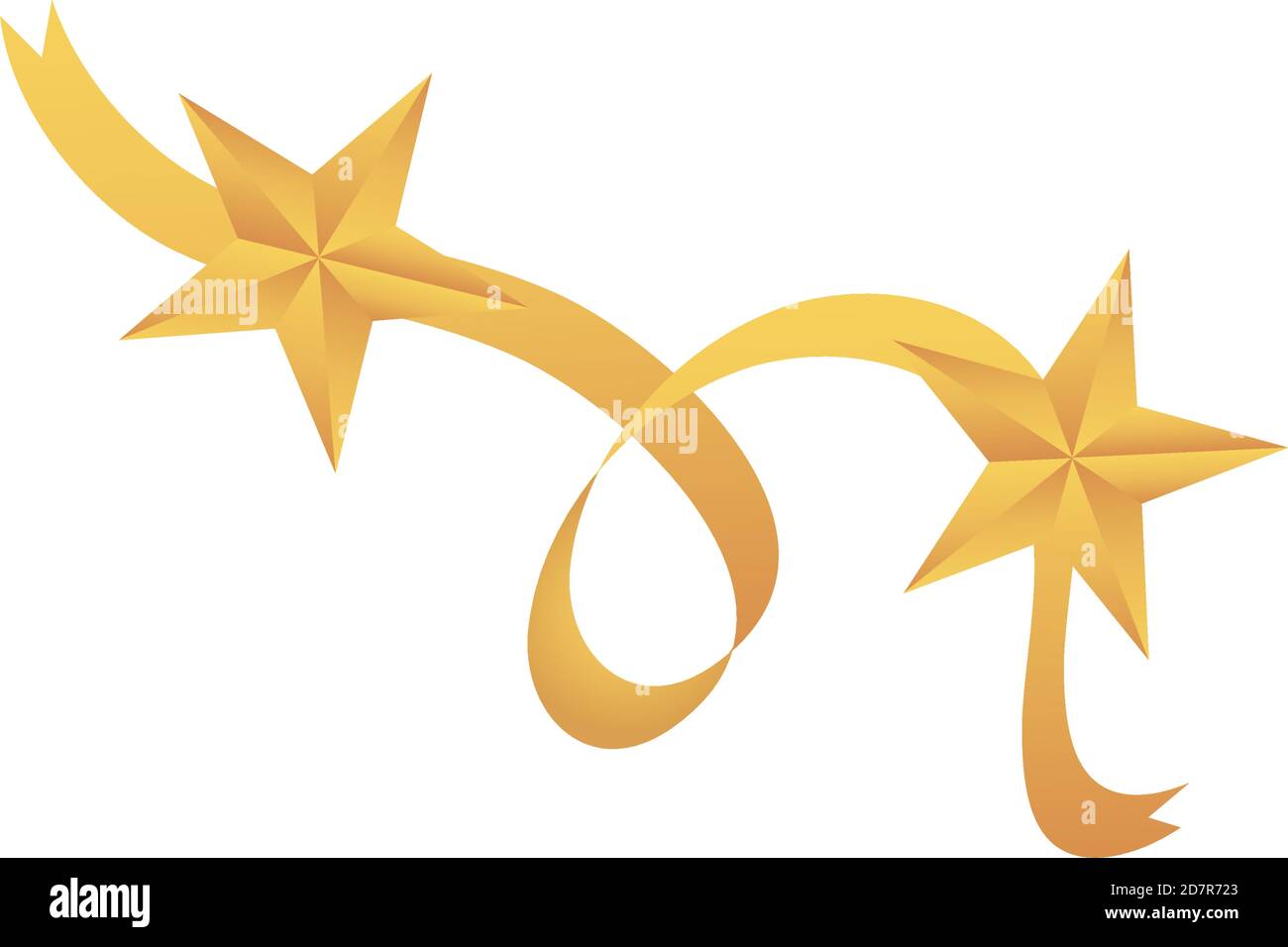 golden ribbon with decorative stars over white background, flat style ...