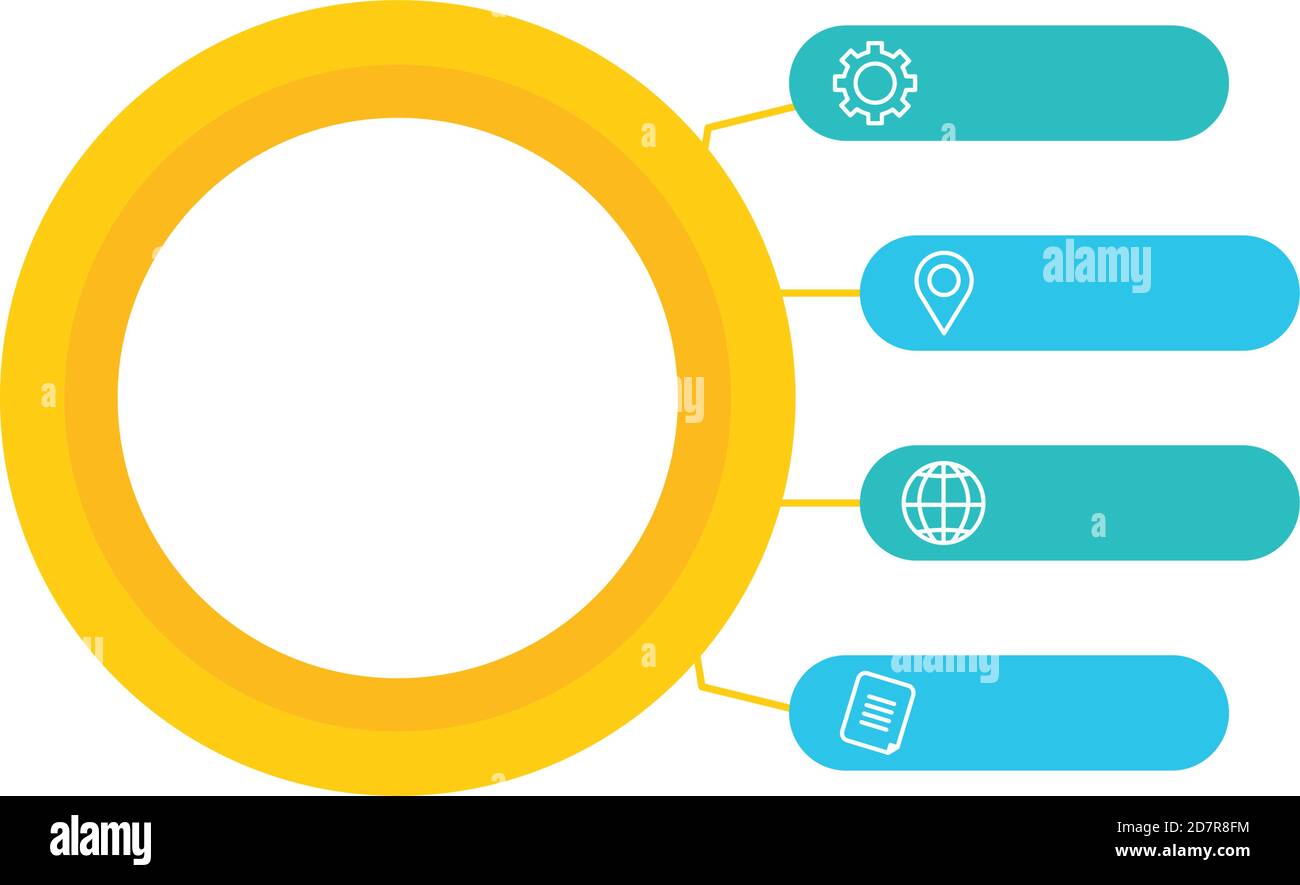 infographic round chart with four options and business related icons ...