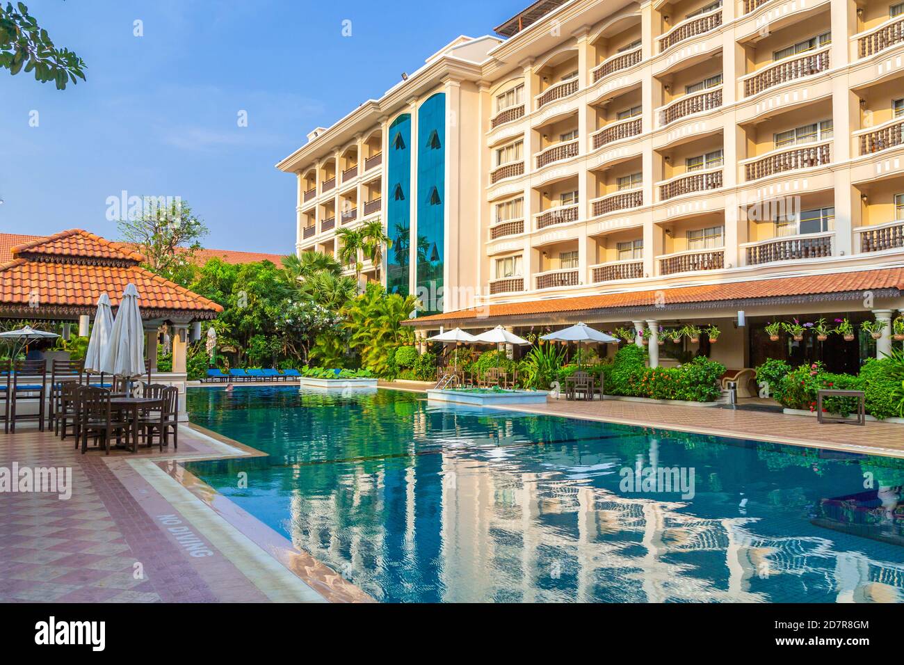 The Pool Area At The Somadevi Hotel Near Angkor Wat Cambodia Asia Stock Photo Alamy