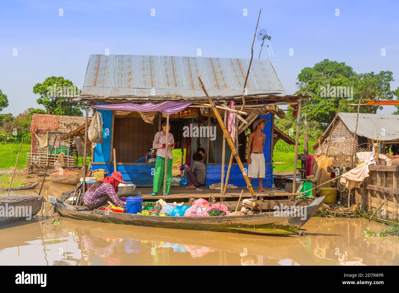 The floating villages of Tonle Sap, near Siem Reap, Cambodia, Asia. Stock Photo