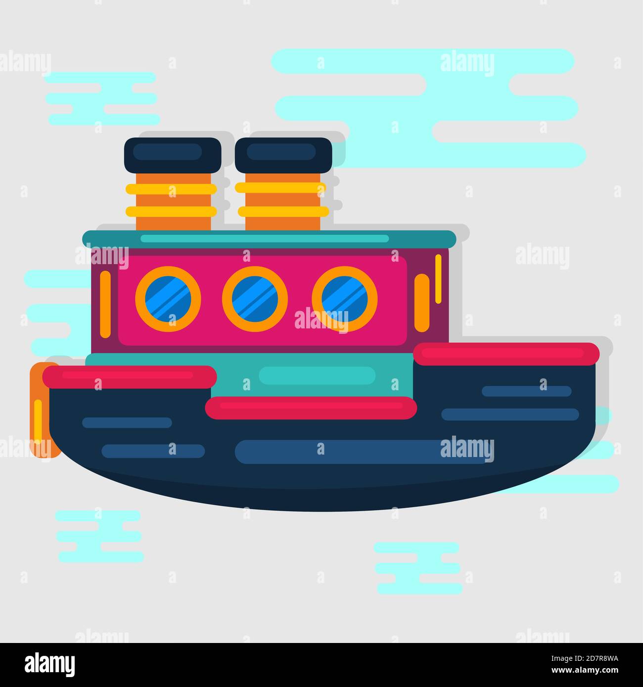 cruise ship transportation vector illustration in flat style Stock Vector