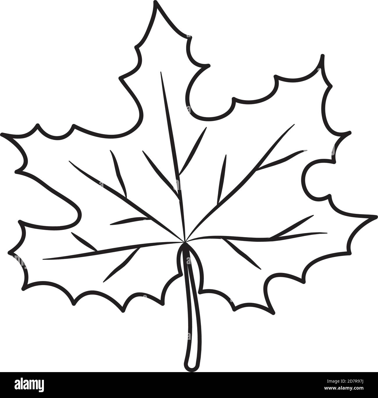 icon of maple leaf over white background, line style, vector ...