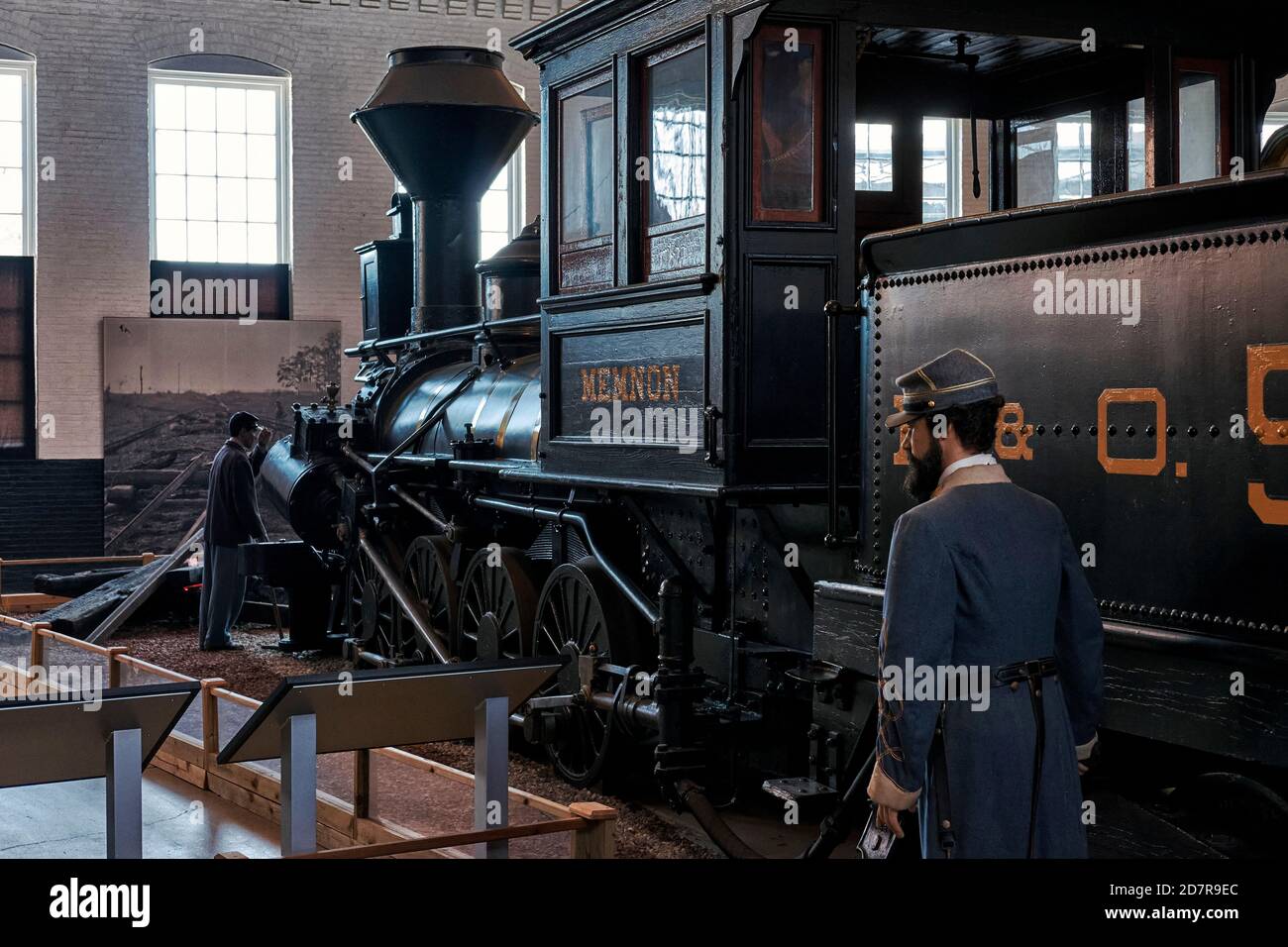 Baltimore & Ohio Railroad Locomotive Number: No. 57 Type of Locomotive: 0-8-0, Eight Wheeler on display in the B&O Railroad Museum. Stock Photo